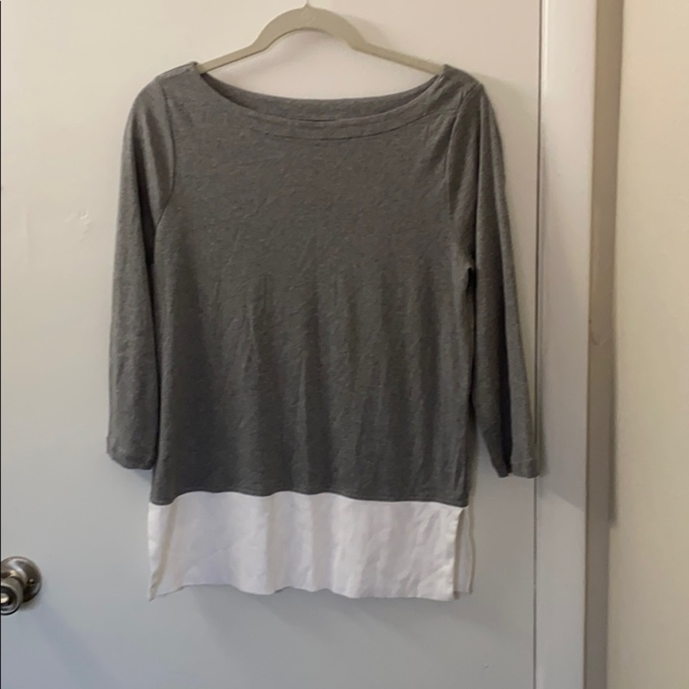 Loft m 3/4 length grey/white color block tee